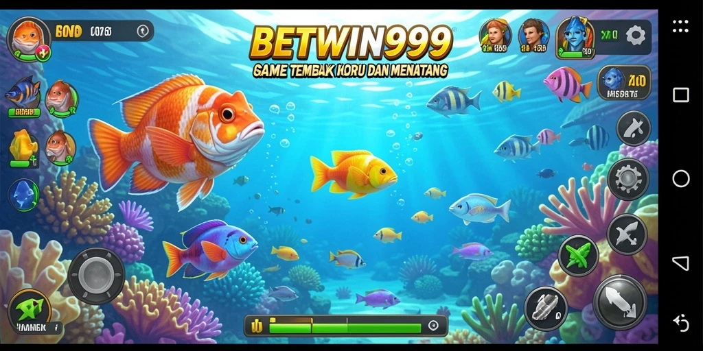 Tampilan dinamis gameplay Tembak Ikan BETWIN999 yang seru.