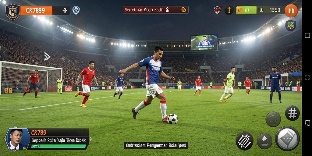Tampilan gameplay CK789 yang mendebarkan dan penuh aksi saat pertandingan sepak bola.