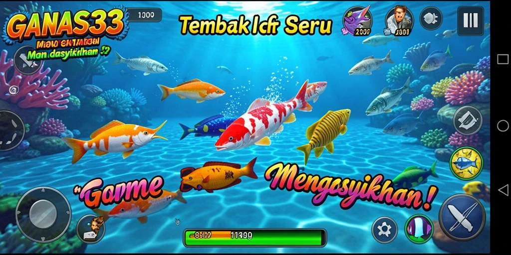 Tampilan gameplay seru dari GANAS33 yang penuh aksi Tembak Ikan.