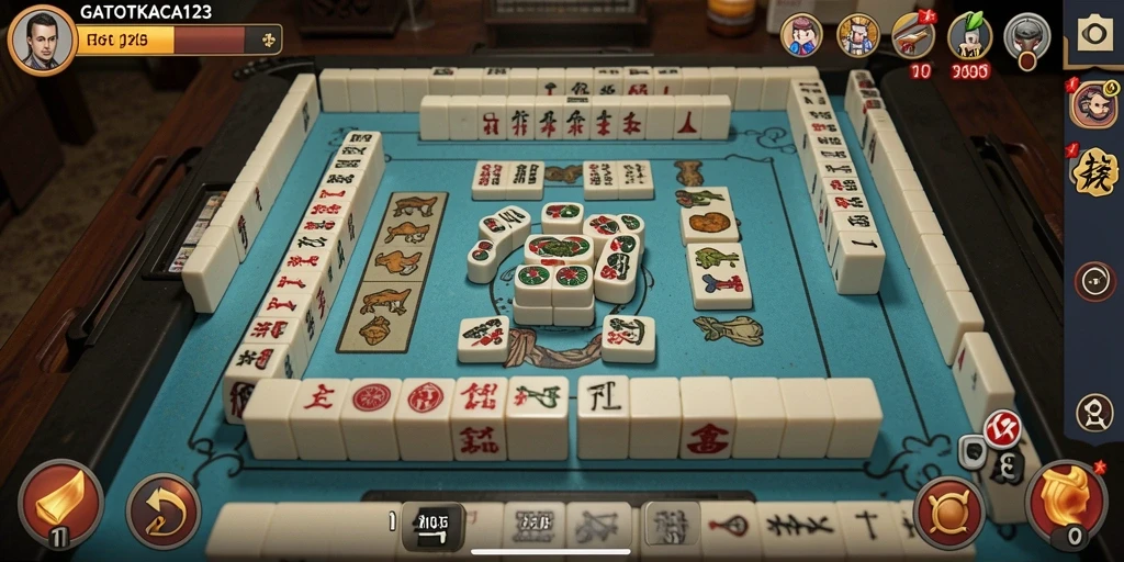 Tampilan gameplay GATOTKACA123 dengan ubin Mahjong yang menarik.
