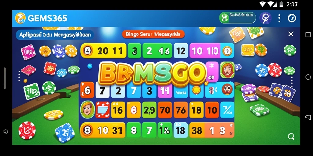 Screenshot GEMS365 menampilkan gameplay seru Bingo yang memukau.