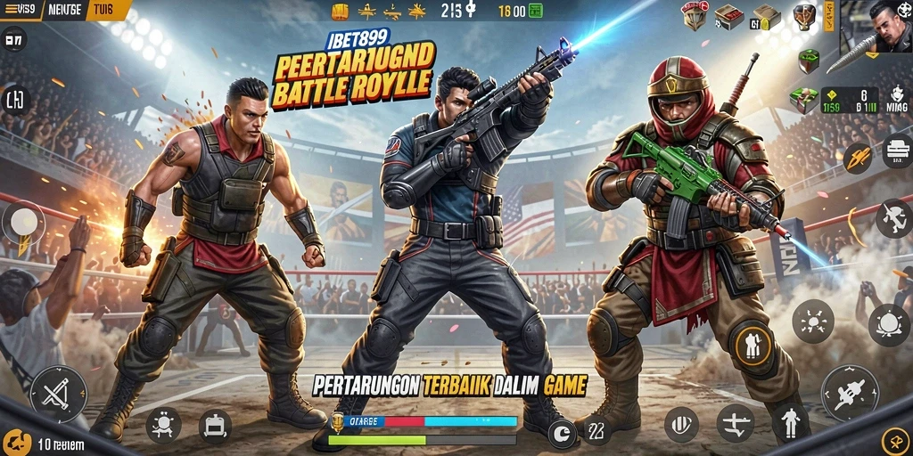 Screenshot IBET899 menampilkan aksi seru dalam pertarungan Battle Royale.