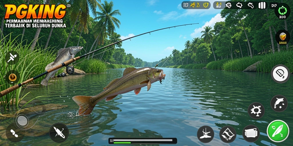 Tangkapan layar gameplay memancing yang mendebarkan di PGKING.