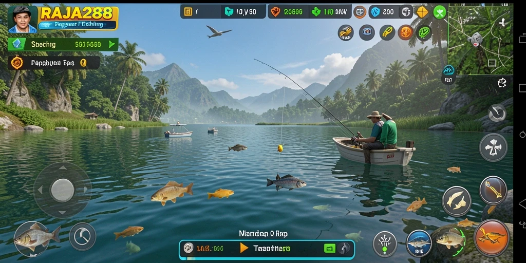 Screenshot gameplay RAJA288 menampilkan keseruan memancing yang nyata.