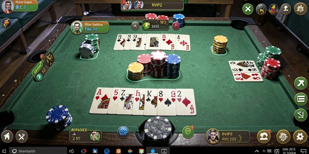 Screenshot gameplay RVIP2 menampilkan suasana bermain Gaple yang seru.