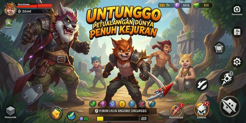 Tangkapan layar permainan UNTUNGGO menampilkan petualangan seru dengan grafis menawan.